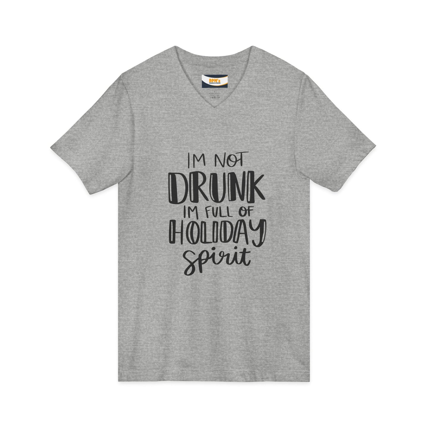 Holiday Spirit V-Neck Tee, Funny Holiday T-Shirt, Christmas V-Neck Shirt, Unisex Graphic Tee, Festive Message Top