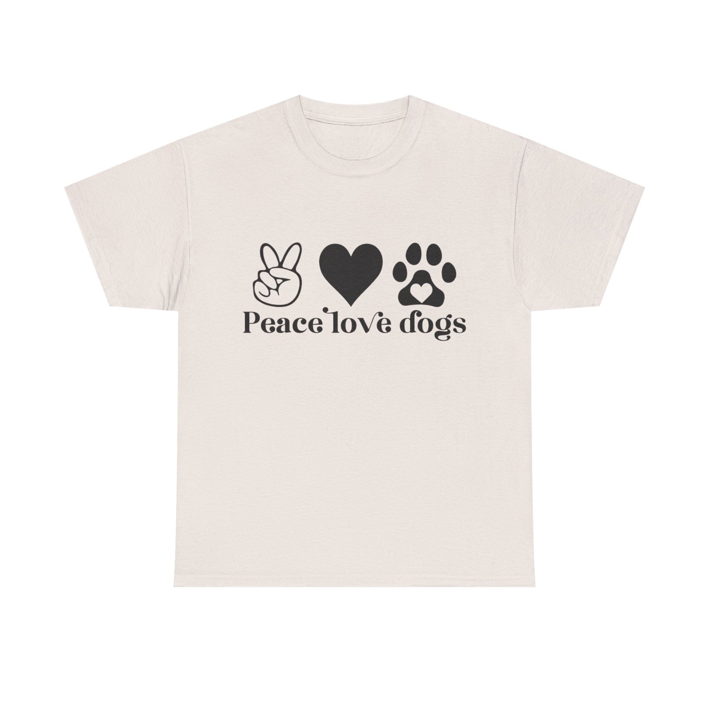 Peace Love Dogs Unisex Heavy Cotton Tee | Dog Lover Gift, Casual Wear, Animal Rescue Support, Pet Owner Tee, Everyday Comfort