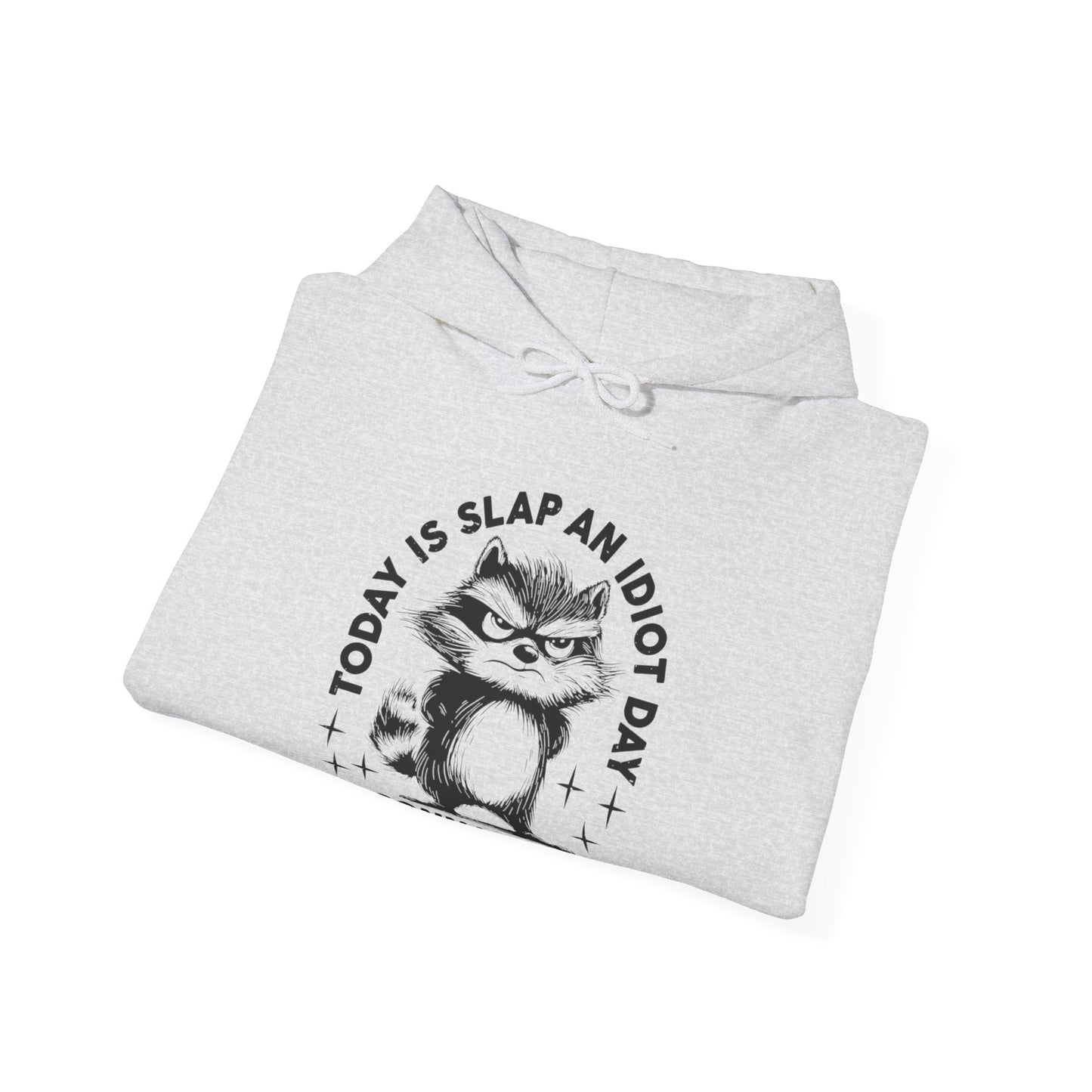 Funny Cat Quote Hoodie - Today is Slap an Idiot Day, Gift for Cat Lovers, Humor Sweatshirt, Cozy Unisex Top, Unique Birthday Present