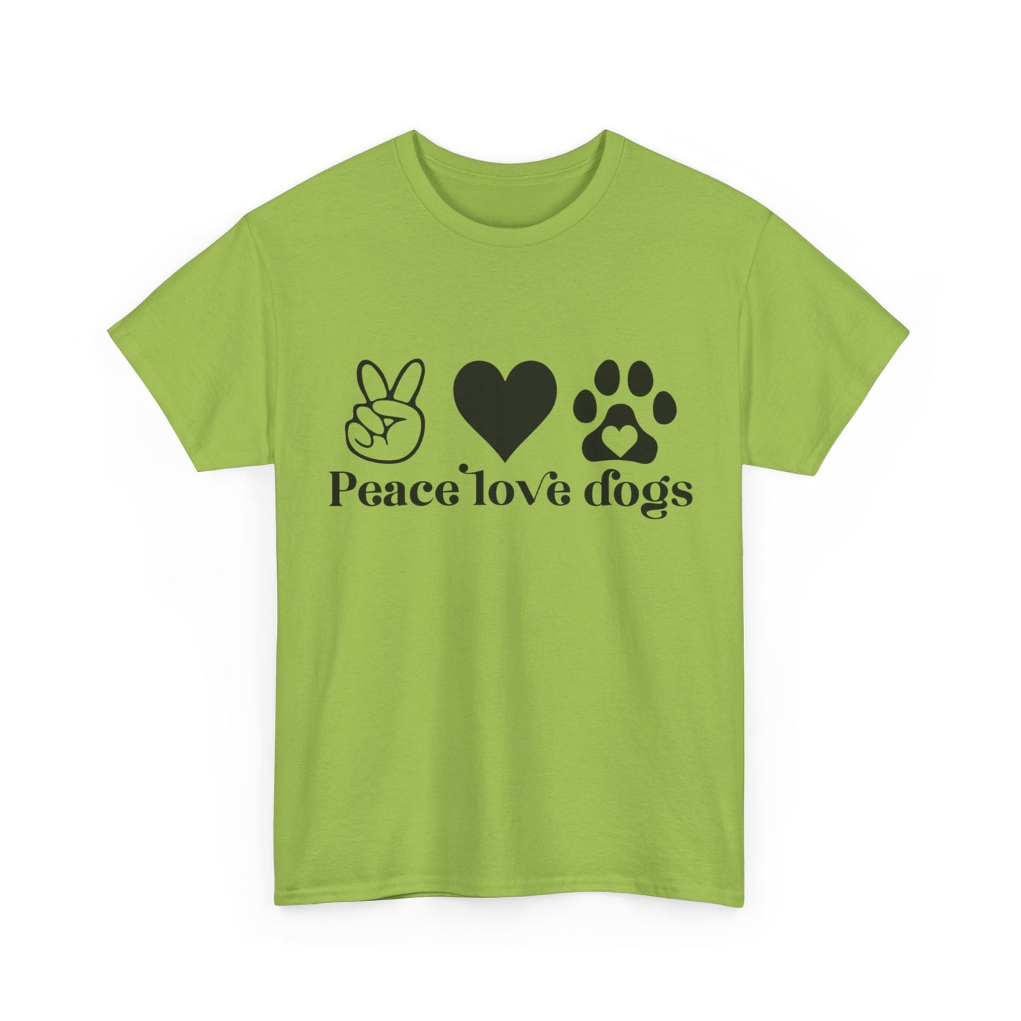 Peace Love Dogs Unisex Heavy Cotton Tee | Dog Lover Gift, Casual Wear, Animal Rescue Support, Pet Owner Tee, Everyday Comfort