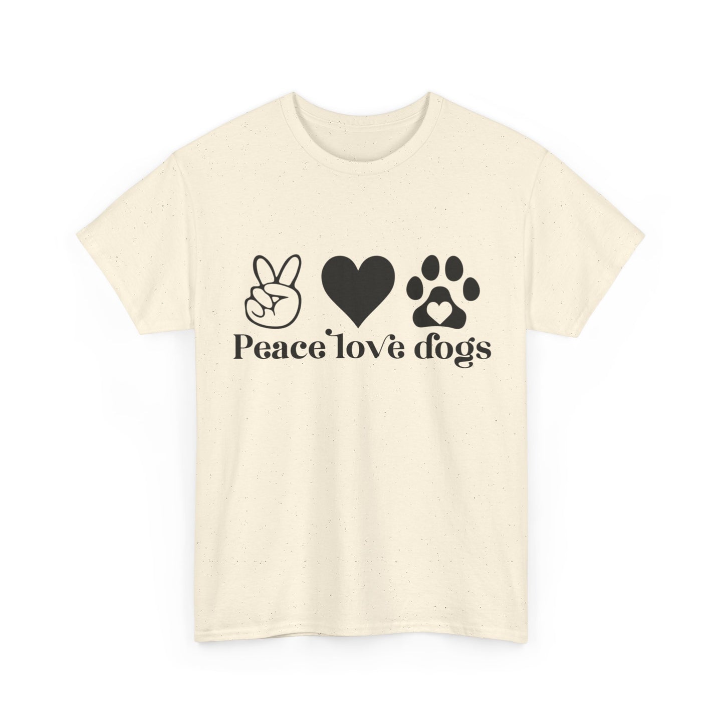 Peace Love Dogs Unisex Heavy Cotton Tee | Dog Lover Gift, Casual Wear, Animal Rescue Support, Pet Owner Tee, Everyday Comfort