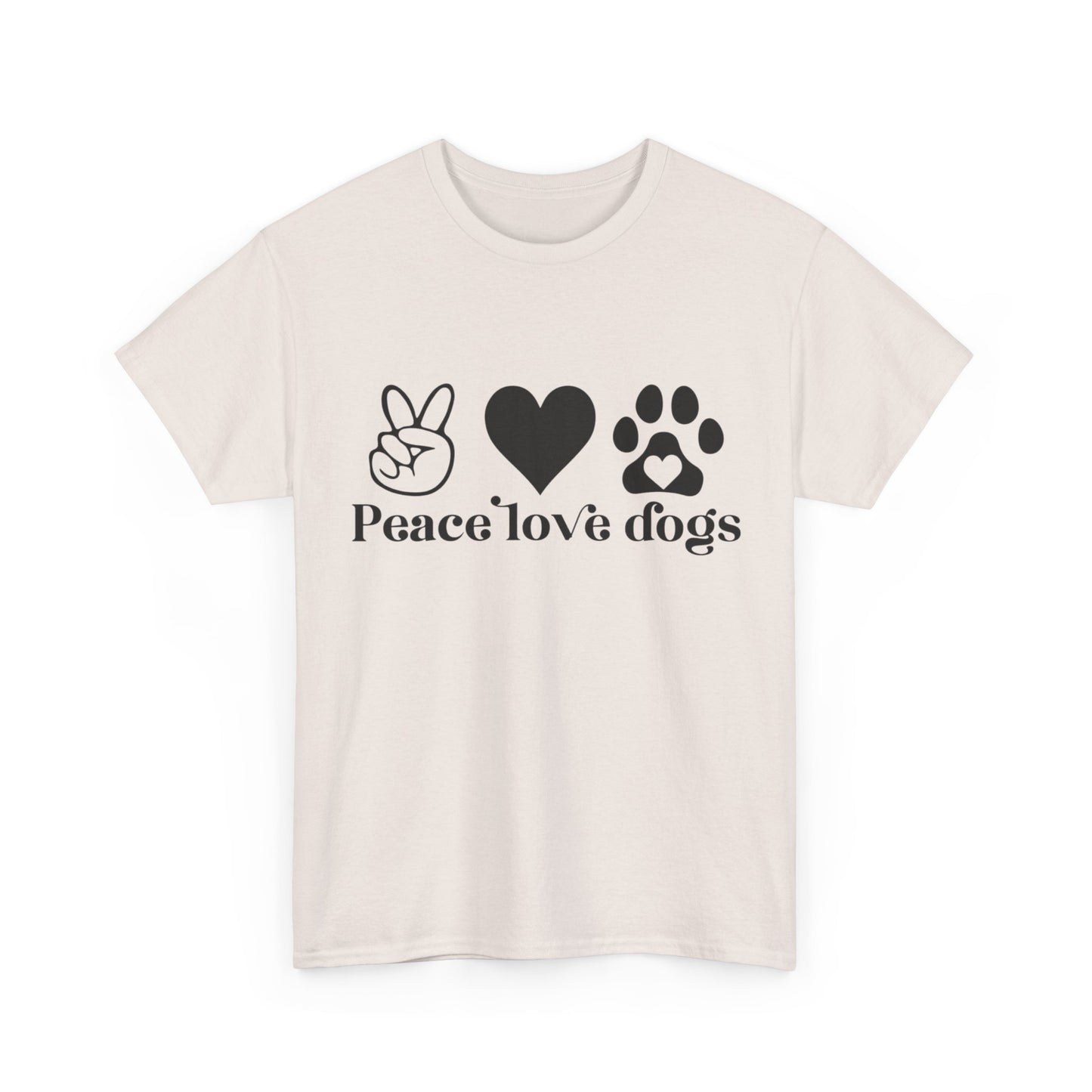 Peace Love Dogs Unisex Heavy Cotton Tee | Dog Lover Gift, Casual Wear, Animal Rescue Support, Pet Owner Tee, Everyday Comfort