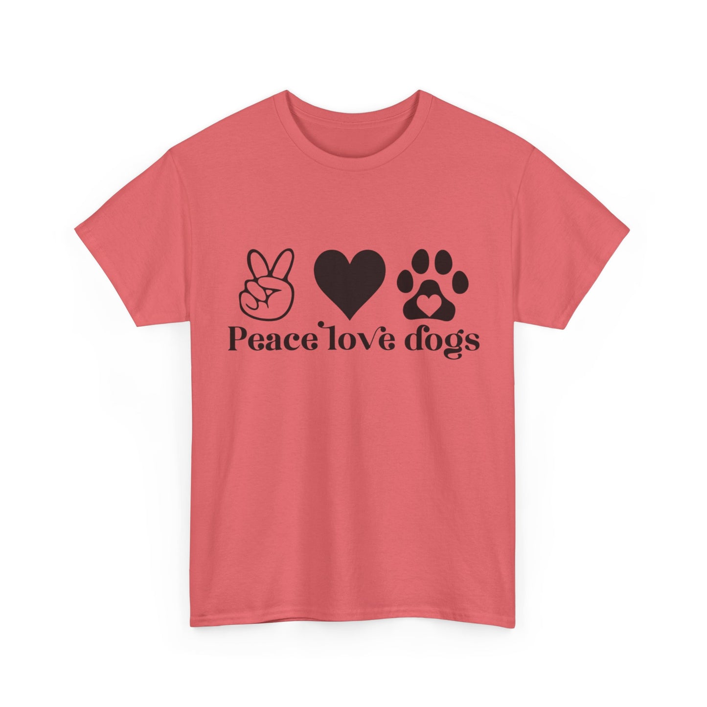 Peace Love Dogs Unisex Heavy Cotton Tee | Dog Lover Gift, Casual Wear, Animal Rescue Support, Pet Owner Tee, Everyday Comfort