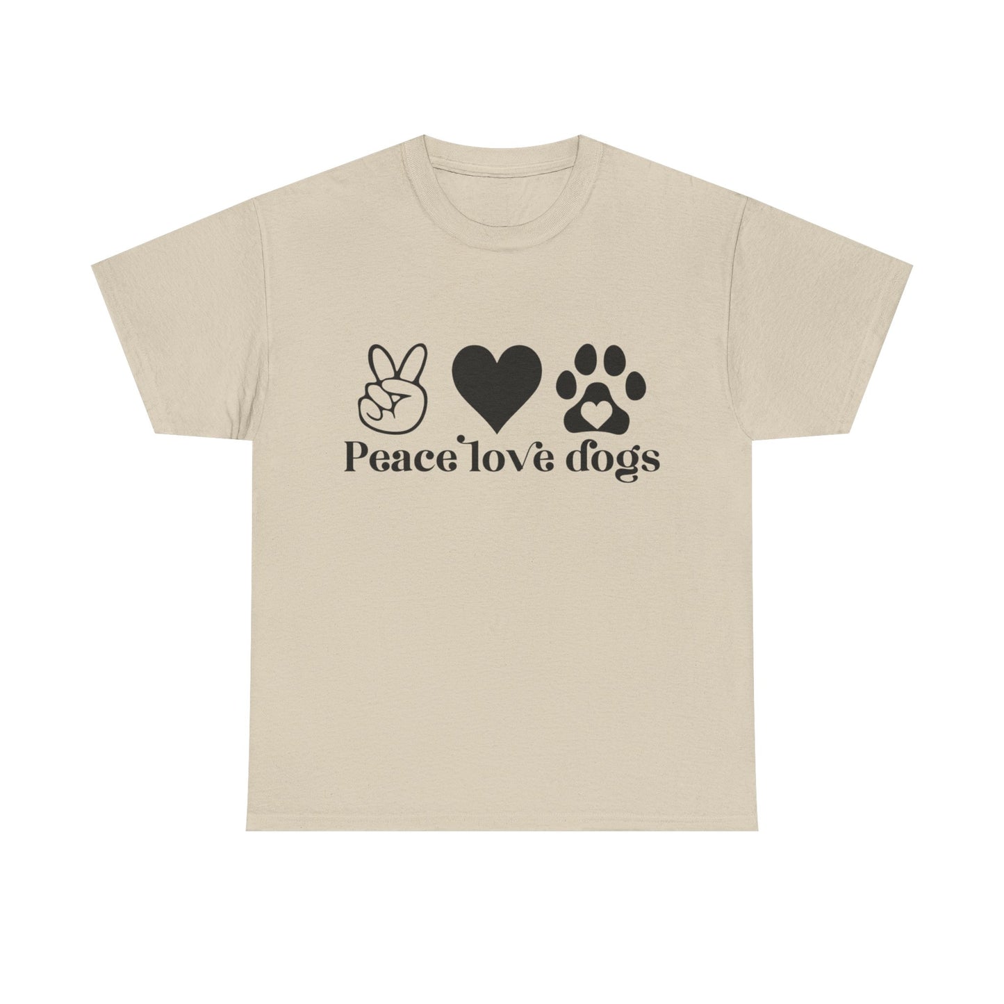 Peace Love Dogs Unisex Heavy Cotton Tee | Dog Lover Gift, Casual Wear, Animal Rescue Support, Pet Owner Tee, Everyday Comfort