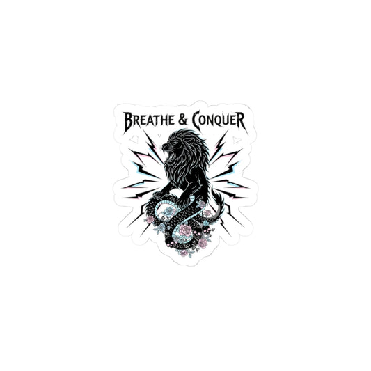 Breathe & Conquer Kiss-Cut Stickers | heavy metal wellness, gothic wellness quote