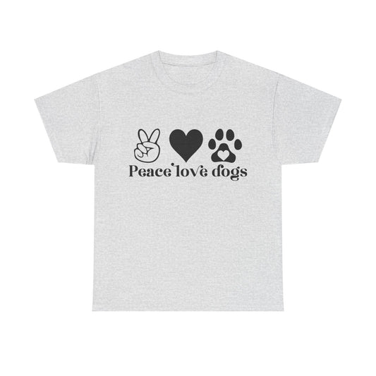 Peace Love Dogs Unisex Heavy Cotton Tee | Dog Lover Gift, Casual Wear, Animal Rescue Support, Pet Owner Tee, Everyday Comfort