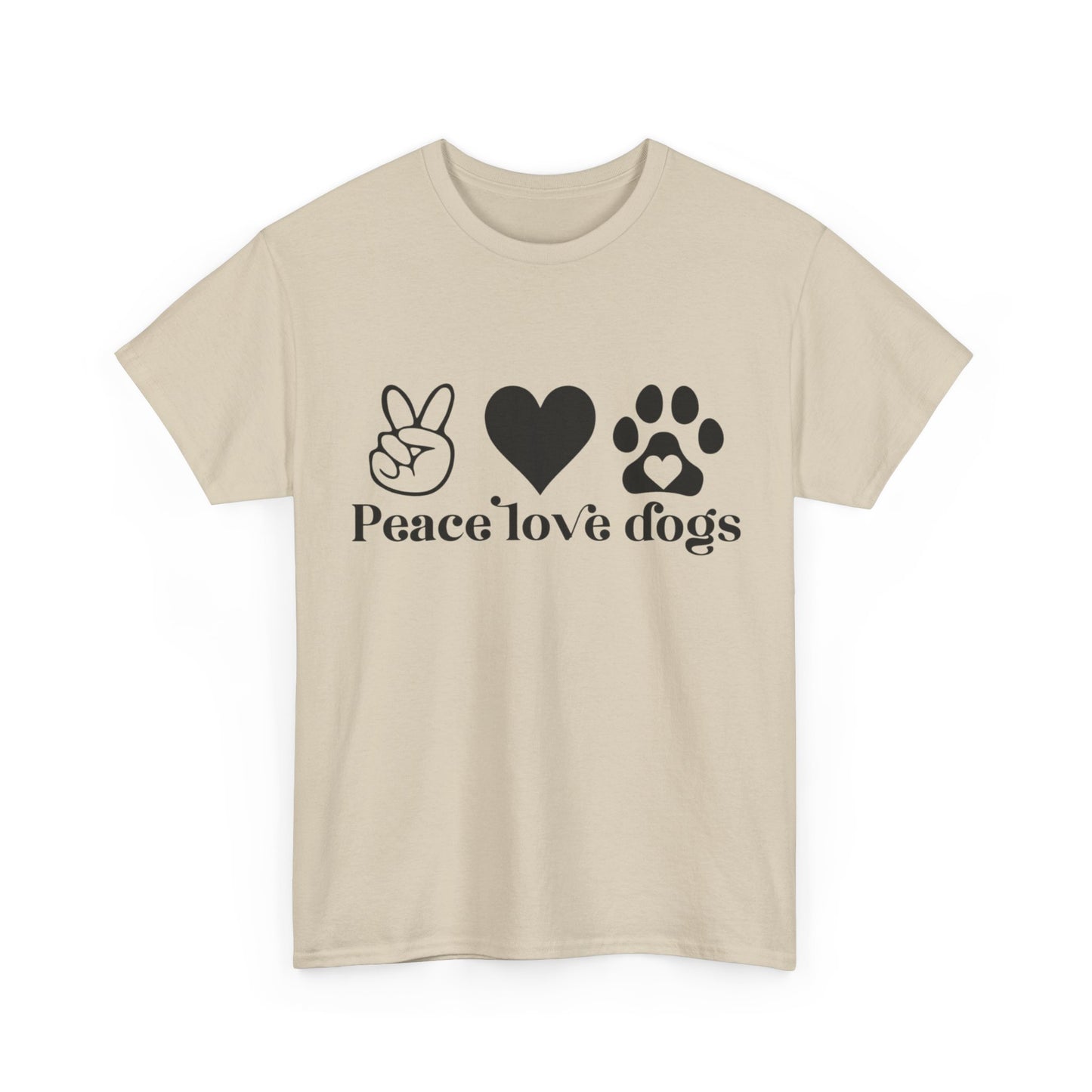 Peace Love Dogs Unisex Heavy Cotton Tee | Dog Lover Gift, Casual Wear, Animal Rescue Support, Pet Owner Tee, Everyday Comfort