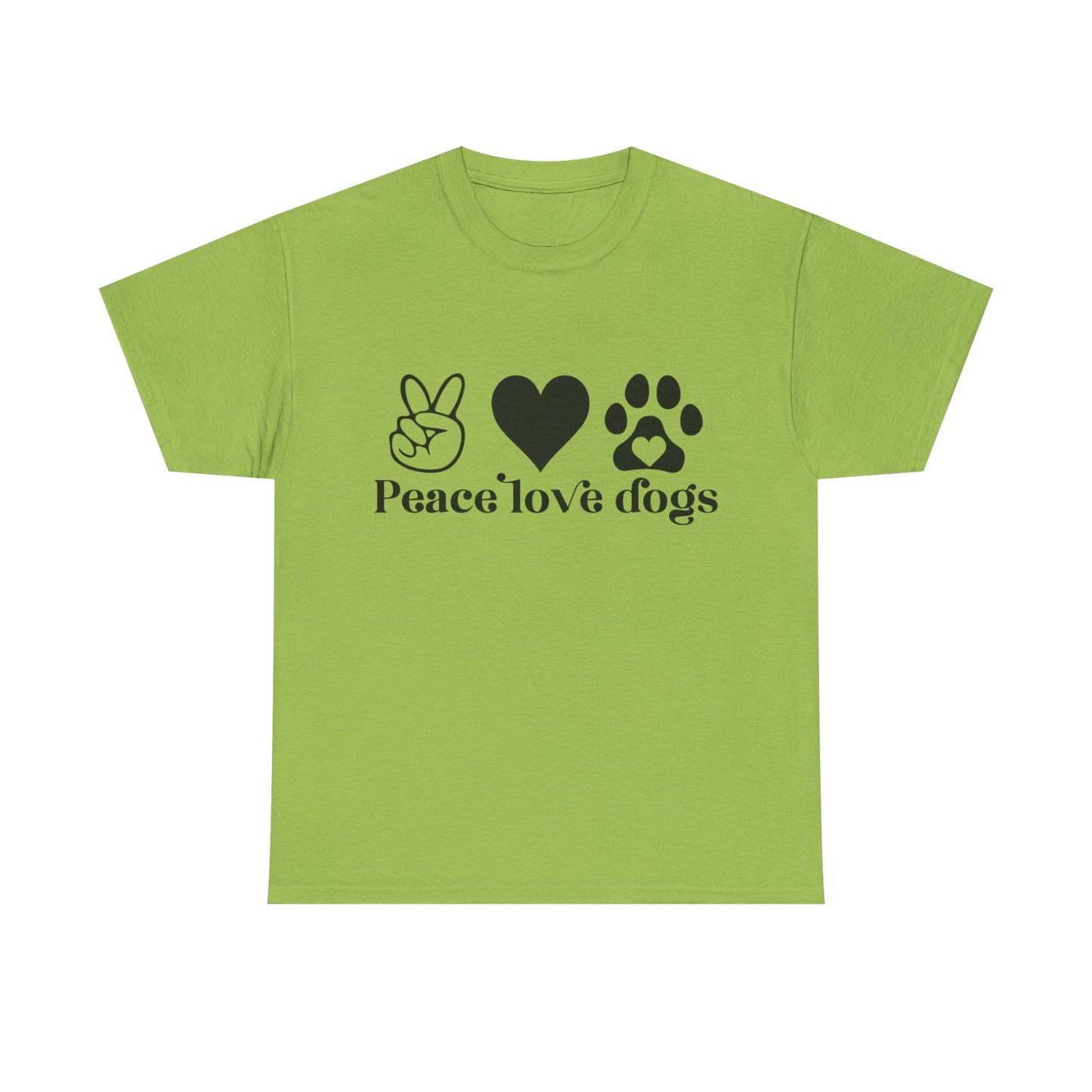 Peace Love Dogs Unisex Heavy Cotton Tee | Dog Lover Gift, Casual Wear, Animal Rescue Support, Pet Owner Tee, Everyday Comfort