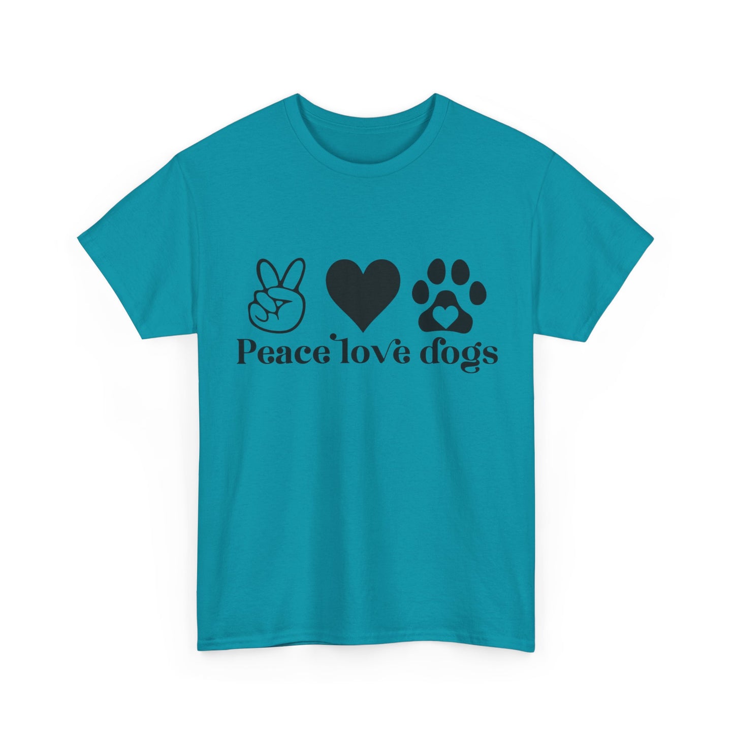 Peace Love Dogs Unisex Heavy Cotton Tee | Dog Lover Gift, Casual Wear, Animal Rescue Support, Pet Owner Tee, Everyday Comfort