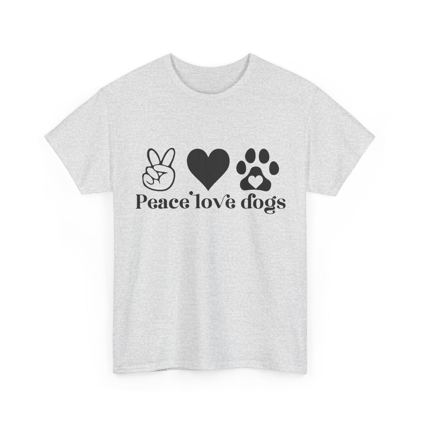 Peace Love Dogs Unisex Heavy Cotton Tee | Dog Lover Gift, Casual Wear, Animal Rescue Support, Pet Owner Tee, Everyday Comfort