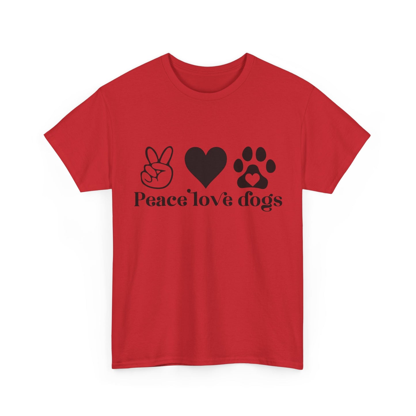 Peace Love Dogs Unisex Heavy Cotton Tee | Dog Lover Gift, Casual Wear, Animal Rescue Support, Pet Owner Tee, Everyday Comfort
